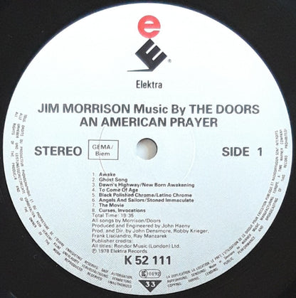 Jim Morrison Music By The Doors : An American Prayer (LP, Album, RE, Gat)