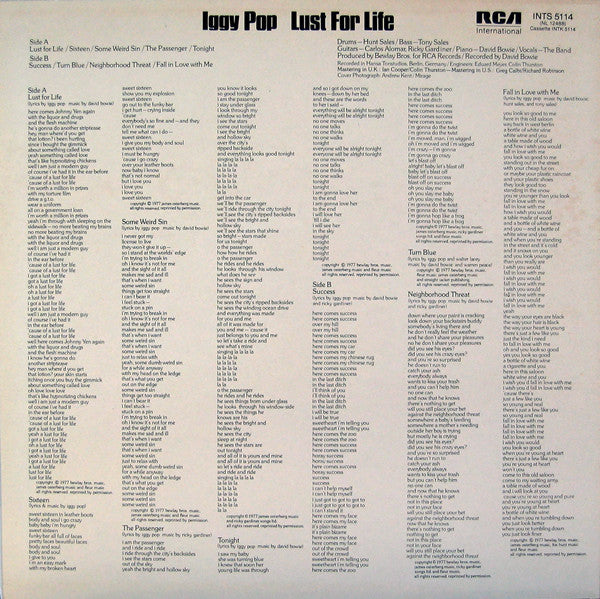 Iggy Pop : Lust For Life (LP, Album, RE)