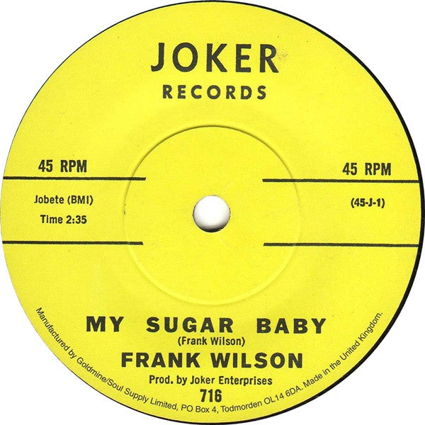 Frank Wilson : My Sugar Baby (7", Single)