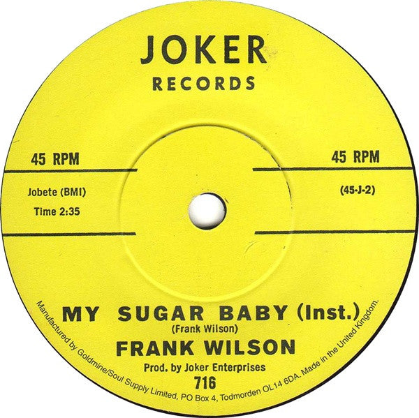 Frank Wilson : My Sugar Baby (7", Single)