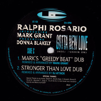 Ralphi Rosario Introducing Mark Grant Presenting Donna Blakely : Gotta New Love (Keep Pushin On) (2x12")