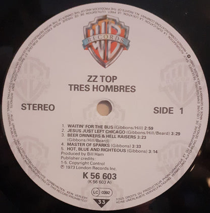 ZZ Top : Tres Hombres (LP, Album, Gat)