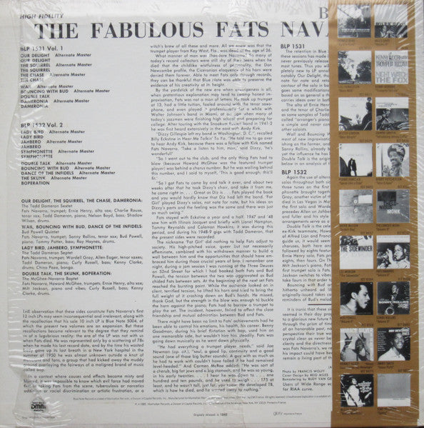 Fats Navarro : The Fabulous Fats Navarro Volume 2 (LP, Album, Mono, RE, RM)