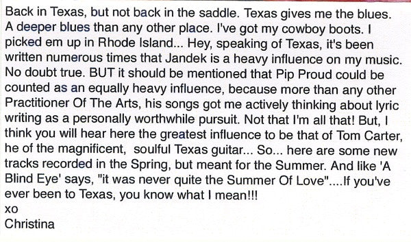 Christina Carter : Texas Working Blues (Cass, Album, Ltd, Num)