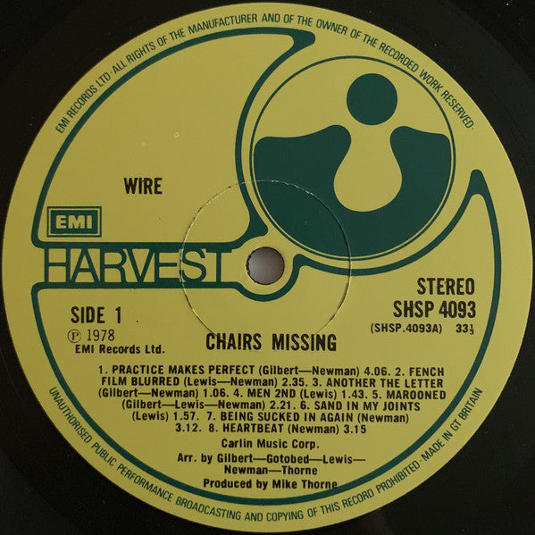 Wire : Chairs Missing (LP, Album, RP)