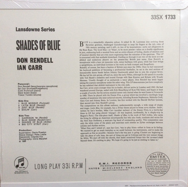 Don Rendell Ian Carr Quintet* : Shades Of Blue (LP, Album, RE, RM)