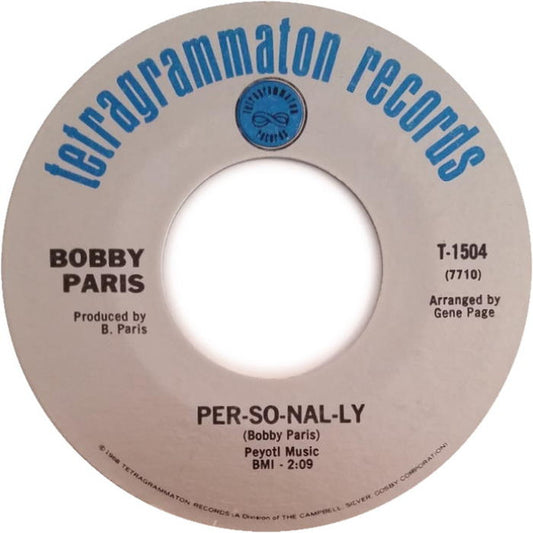 Bobby Paris : Per-so-nal-ly (7")