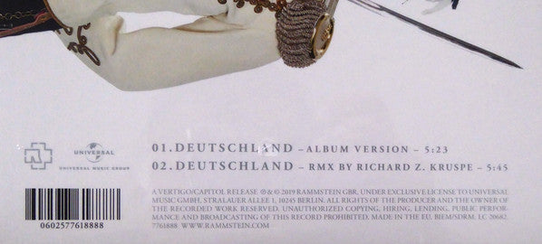 Rammstein : Deutschland (7", Single)