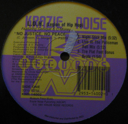 L.O.H. (Legion Of Hip Hop)* : No Justice No Peace (12")