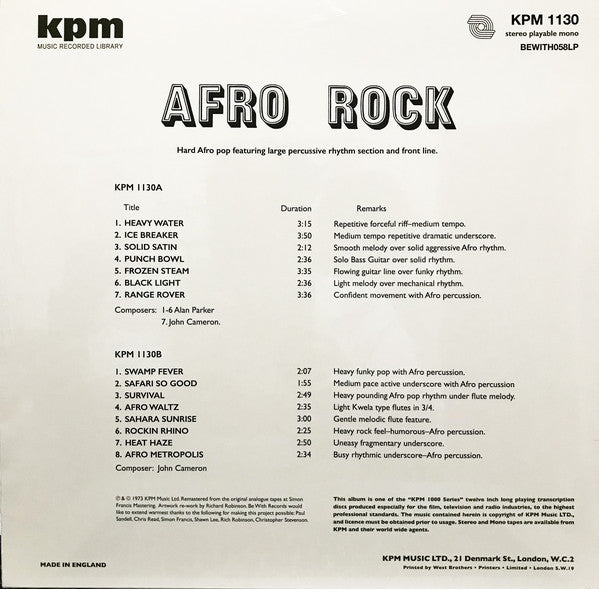 Alan Parker / John Cameron (2) : Afro Rock (LP, Album, RE, RM, 180)