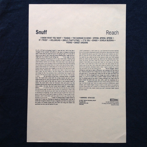 Snuff (3) : Reach (LP, Album)
