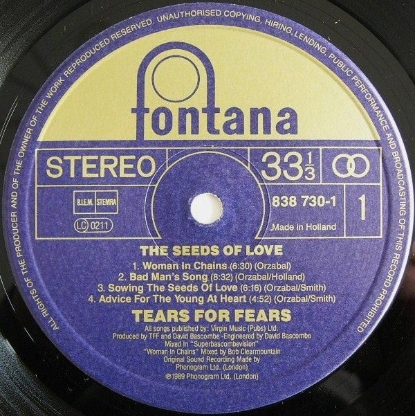 Tears For Fears : The Seeds Of Love (LP, Album)