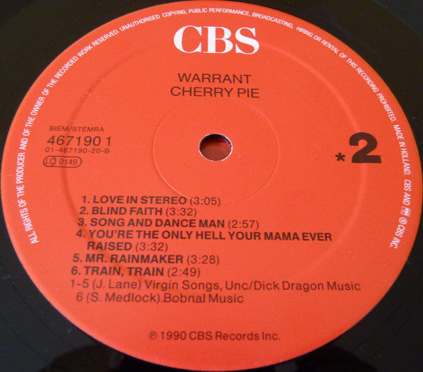 Warrant : Cherry Pie (LP, Album)