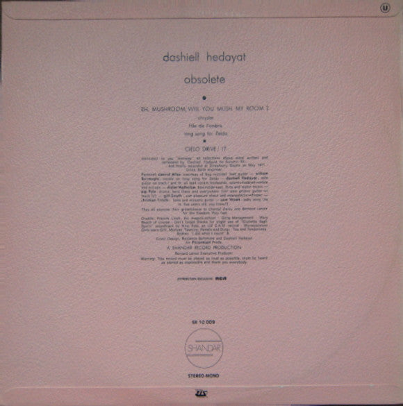 Dashiell Hedayat : Obsolete (LP, Album, Ora)