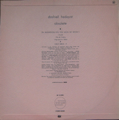 Dashiell Hedayat : Obsolete (LP, Album, Ora)