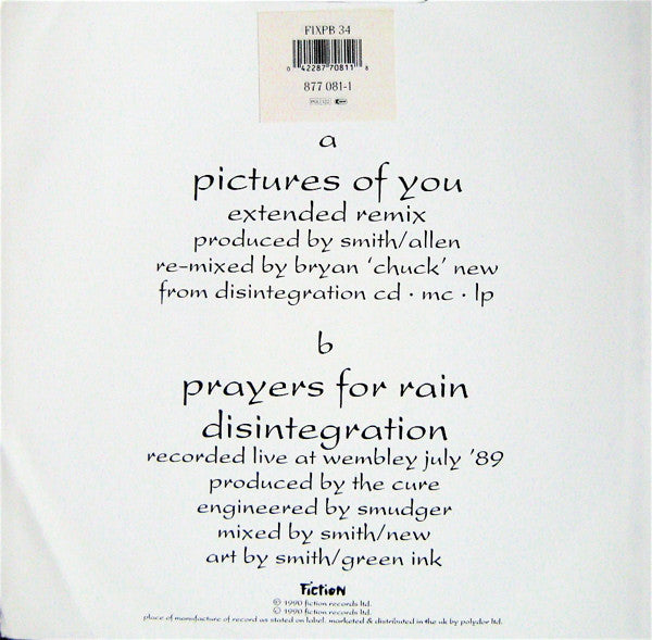The Cure : Pictures Of You (12", Single, Ltd, Num, Pur)