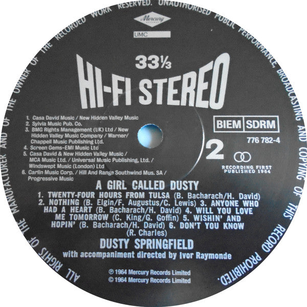 Dusty Springfield : A Girl Called Dusty (LP, Album, Ltd, RE, Blu)