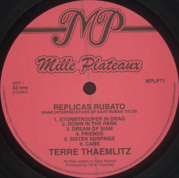 Terre Thaemlitz : Replicas Rubato (LP, Album)