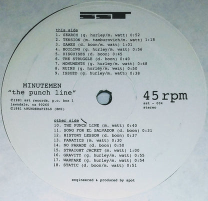 Minutemen : The Punch Line (12", Album, RE, RP)