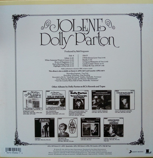 Dolly Parton : Jolene (LP, Album, RE)