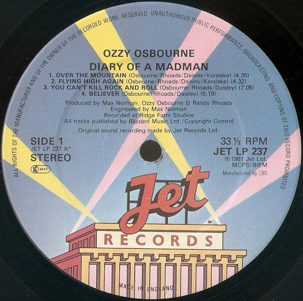 Ozzy Osbourne : Diary Of A Madman (LP, Album)