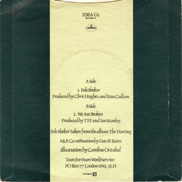 Tears For Fears : Pale Shelter (7", Single, S/Edition, Gre)