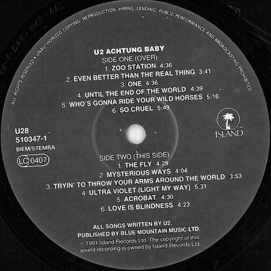 U2 : Achtung Baby (LP, Album, SNA)