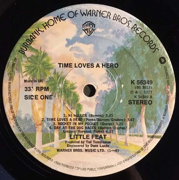 Little Feat : Time Loves A Hero (LP, Album, A1/)