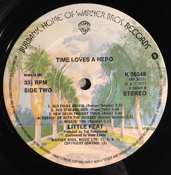Little Feat : Time Loves A Hero (LP, Album, A1/)