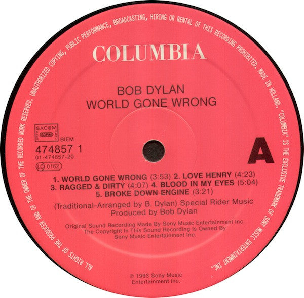 Bob Dylan : World Gone Wrong (LP, Album)