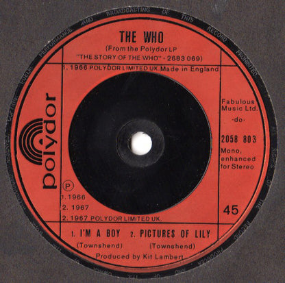 The Who : Substitute (7", Single, Mono)