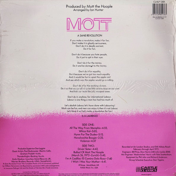 Mott The Hoople : Mott (LP, Album, RE)