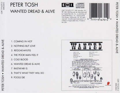 Peter Tosh : Wanted Dread & Alive (CD, Album, RE, RP)