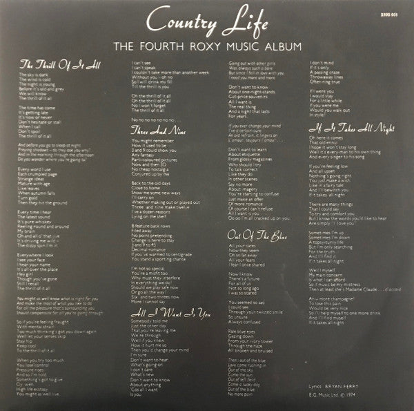 Roxy Music : Country Life (LP, Album, RE)