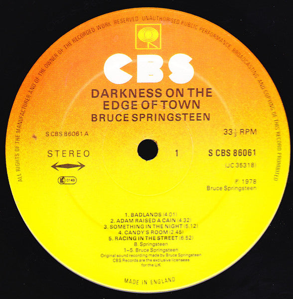 Bruce Springsteen Darkness On The Edge Of Town LP, Album (VG+ / VG+) Dig Vinyl