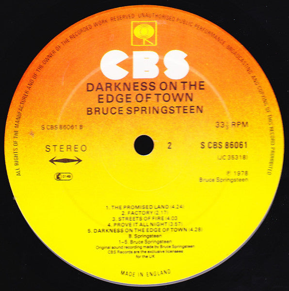 Bruce Springsteen Darkness On The Edge Of Town LP, Album (VG+ / VG+) Dig Vinyl