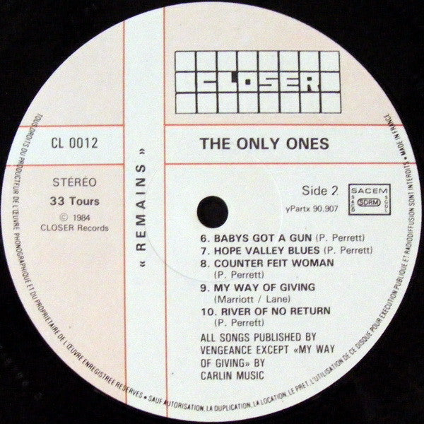 The Only Ones : Remains (LP, Album)