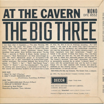 The Big Three : At The Cavern (7", EP, Mono, K/T)