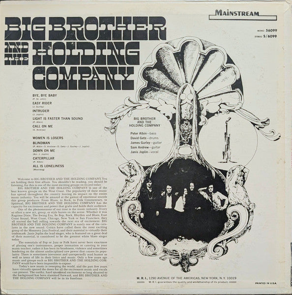 Big Brother & The Holding Company : Big Brother & The Holding Company (LP, Album, Abb)