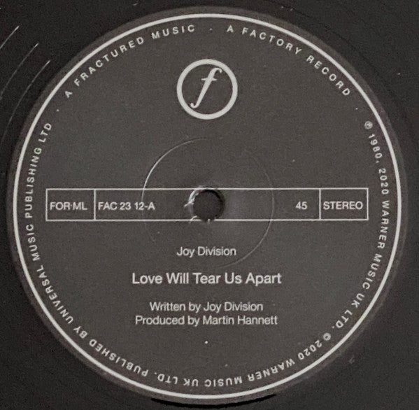 Joy Division : Love Will Tear Us Apart (12", Single, RE, RM, 180)