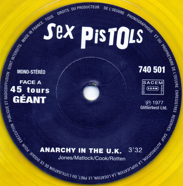 Sex Pistols : Anarchy In The UK (7", RE, Yel)