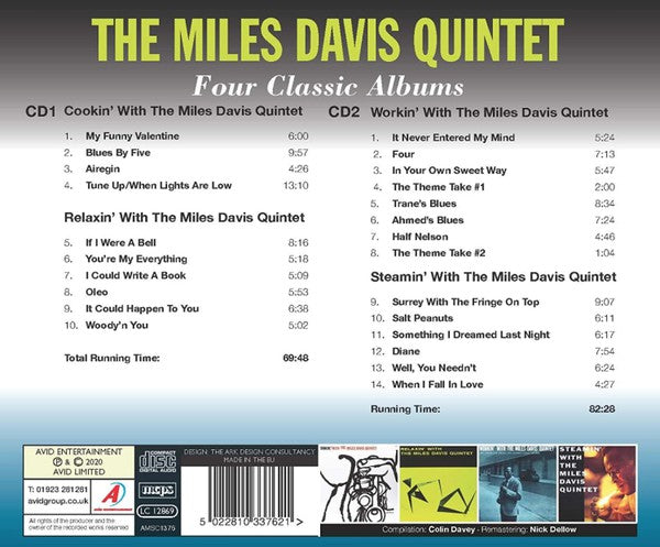 The Miles Davis Quintet : Four Classic Albums - Cookin' / Relaxin' / Workin' / Steamin' With The Miles Davis Quintet (2xCD, Comp, RE, RM)