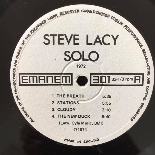 Steve Lacy : Solo - Théâtre Du Chêne Noir LP, Album (VG+ / VG+)