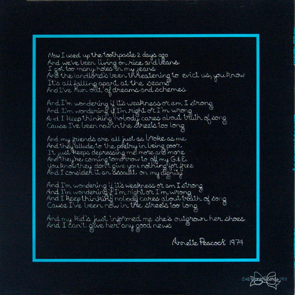 Annette Peacock : Been In The Streets Too Long (LP, Album)