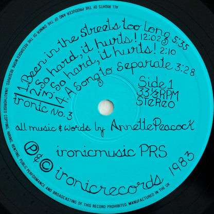 Annette Peacock : Been In The Streets Too Long (LP, Album)