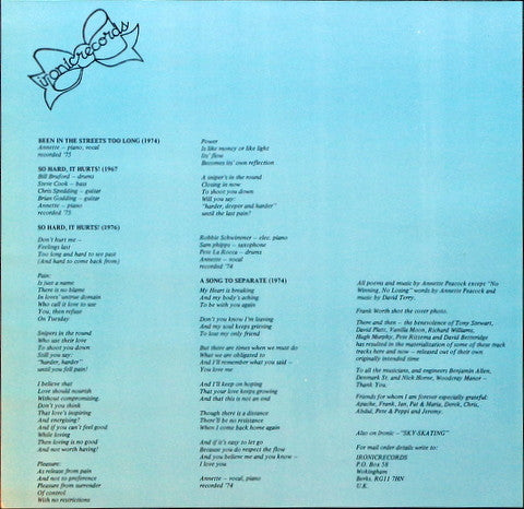 Annette Peacock : Been In The Streets Too Long (LP, Album)