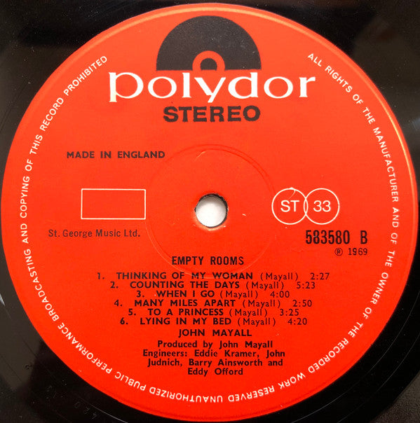 John Mayall : Empty Rooms (LP, Album)