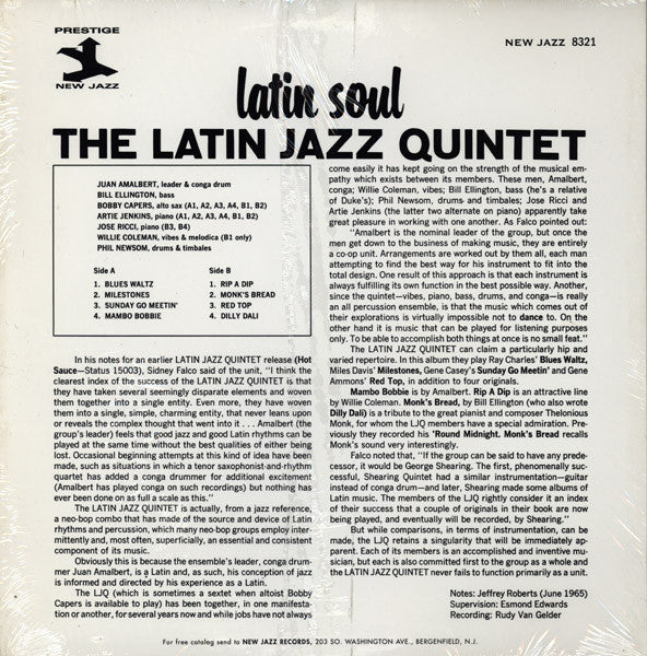 The Latin Jazz Quintet* : Latin Soul (LP, Album, RE)