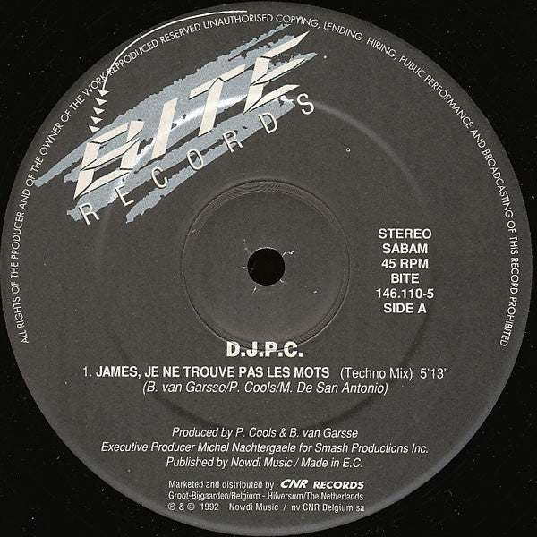 DJPC : James, Je Ne Trouve Pas Les Mots (12")