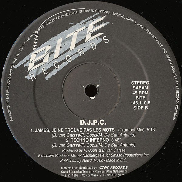 DJPC : James, Je Ne Trouve Pas Les Mots (12")